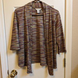 Christopher & Banks Open Front Cardigan Multi Color Stripes